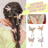 Elegantni tassel leptir za kosu koja se kreće leteće djevojke sjajne kose kopče bareta- y7s0