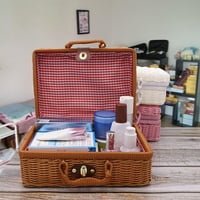 Wirlsweal Vintage Rattan tkanište za pohranu Kućište za šminkanje kofer Organizovanje kofera