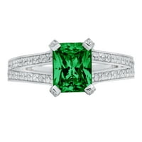 2. CT sjajni smaragdni rez prozirni simulirani dijamant 18k bijeli zlatni pasijans sa accentima prsten