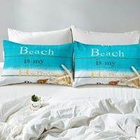Primorski posteljina king plaža Tematska pokrivač, zvjezdani poklopac morskog kreveta plave bijele trake