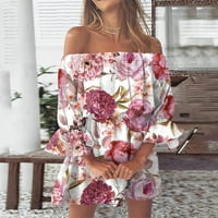 Haljine za žene izvan ramena Tunika Mini haljina cvjetna tiskana ljetna casual labava plaža Boho sundress
