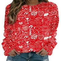Ciycuit ženske pulover za Valentinovo vrhovi dugih rukava Crewneck Heart Pismo Ispis dukserica