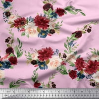 Soimoi Pink baršun tkanina Ranunculus & Penoy cvjetni print Ispis tkanina od dvorišta široko