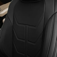 Bionic Deluxe Fau Kožne prekrivače autosjedalica sa kontrastnim ubodom - crni prednji set, univerzalno uklapanje za većinu automobila, kamiona, suv ili kombija