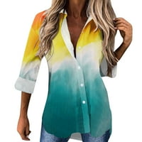 Ženska majica modne bluze za modnu bluzu TOP Ležerne tipke s dugim rukavima Cardigan Gradijent tiskane
