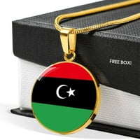 Ogrlica za zastavu Libya Libija Oznaka zastava od nehrđajućeg čelika ili 18K zlato 18-22
