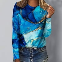TUPHREGYOW ženska vrpca Classic New Style Dugi rukav Tunika Tunika Crew Crat COLORACH Modna casual bluza