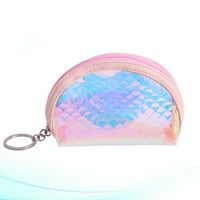 Djevojački stil holografske torbice TPU riblje vage uzorak sjajna torbica za ruke Noćaj sa zatvaračem za bankovne kartice - plavi polukrug + ružičasti polukrug