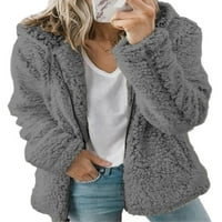 Prednjeg swalk ženske ležerne jakne Fuzzy Fleece s kapuljačom s dugim rukavima s džepovima