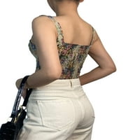Ženske korzete Ljetne ležerne vrhove rezervoara Vintage Cvjetni uzorak Slim Fit na vrhu usjeva bez rukava