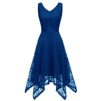 Snoarin Plus Veličine haljine za žene V-izrez čipka boja Blok draped patchwork slatka zabava večerasferalna