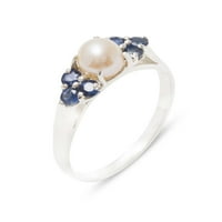 British napravio 18k bijeli zlatni kulturni prsten sa kulturom i safirom ženskim klasterima - Opcije