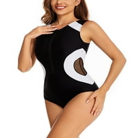 Avamo Women kupaći kupaći kostimi bez rukava s rukavima Blok u boji jedan kupaći kostim patchwork plivajuća odijelo Trčevi temminiranje plaža crna m