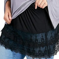 Besufy Women Mini suknja Majica Extender Čipka Hollow Prošičeći džemper odjeća crna
