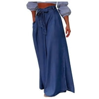 Voncos ženske hlače Ležerne prilike - modni labavi visoki uspon sa džepovima Široke pantalone za noge