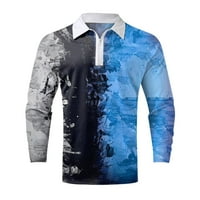 Feterrnal muške košulje Golf majica Retro Color Contrast vanjski ulični dugi rukavi Dugme-Down Odjeća