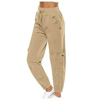 Hlače za vježbanje za žene trbuh kontrole crteći visokog struka joga joga hlače čvrste pantalone sa džepovima