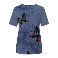 Žene Ljeto vrhovi ženski modni casual okrugli izgrljaji Bluze kratkih rukava Grafički otisci Tunički