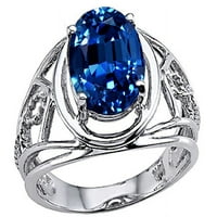 Tommaso Design Veliki oval 10x stvoren plavi safirni prsten u KT bijeloj zlatnoj veličini Ženka odraslih