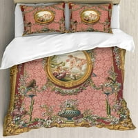 Drevni viktorijanski anđeo dizajn u pastel tonovima Poklopac poklopca, ružičasti set posteljine cvijeća,