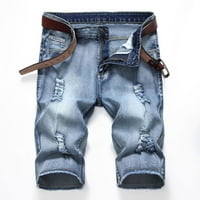 Unleife Plus veličine traper kratke hlače za muškarce, patentni elastični muški vitki povremeni traper