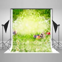 Mohome 5x7ft Uskršnja fotografija pozadina trave za stranke za zabave Šarene jaja sunce leptir Photo