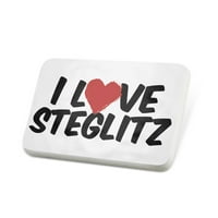 Porcelein pin I Love Steglitz rever značke - Neonblond