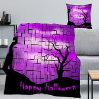 Halloween pokrivač s jastukom, smiješna pokrivačica za skelet za unutarnju vanjsku spavaću sobu i dekor