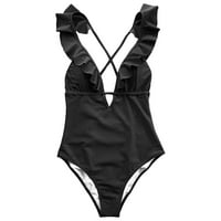 Ženski push-up kupaći kupaći kostim s visokim strukom Crni XL