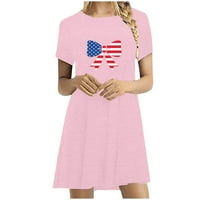 Ženska haljina plus veličine Ležerne proljeće Ljetna dana neovisnosti Srednja telesna haljina ružičasta