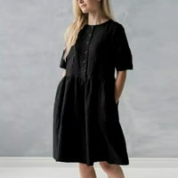 Ženska haljina za uklanjanje ženskih ljetnih trendova ispisani tasteri s kratkim rukavima, haljina crna