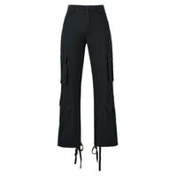 Gathrrgyp duge hlače za žene, ženska ulična stil modni dizajn Sense Multi džepni kombinezons crnkaju