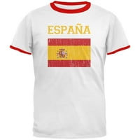 Svjetski kup uznemirena zastava Espana White Red Muška prsten majica - srednja
