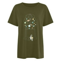 Smiješni prostor Astronaut Graphic Tee, Ženska majica za prevelike majicu za žene, vrećice Y2K ljetni