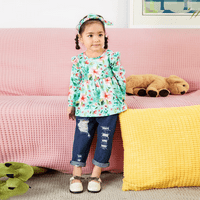 Postavite odjeću za odjeću, slatka toddler baby ruffle rukave cvjetne majice s trapericama sa trapericama