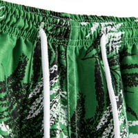 Muške ljetne kratke hlače Labavi fit nacrtač ravna bačva džep elastični struk kratke hlače za slobodno vrijeme tropsko ispis Brzi suhi lounge kratke hlače zeleno l
