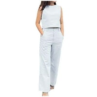 Bluze za žene Dressy Casely ženske pamučne i posteljine okrugle kratke hlače bez rukava, gornje, raširene