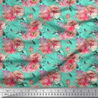 Soimoi Zelena poliester Crepe tkanina Ranunculus & Roses cvjetna dekoracija tkanina od ispisana pored