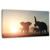 Dizajnerska umjetnost 'Grupa slonova u divljini' grafička umjetnost na omotanu platno