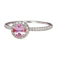 Harry Chad Enterprises okrugli rez 10. CT Pink Kunzite s dijamantnim prstenom, 14k bijelo zlato - veličina