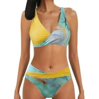 Puntoco Ženski klirens kupaći kostim, tiskanje bikini kupaći kostim kupaćim kupalištem set za plasku žutu 12