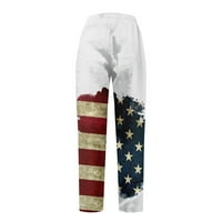 Hanas muške hlače na plaži, gaćice američke zastave Muške sportske neovisnosti 3D ispisane duge sa šljokice Baggy duge hlače