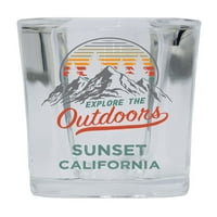 Sunset California Istražite na otvorenom SOUVENIR SQUARE BASE LIĆENI STAKLO 4-pakovanje