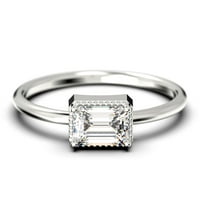 Minimalistički 1. karatni smaragdni rez dijamantski moissanite zaručni prsten, vjenčani prsten u srebru