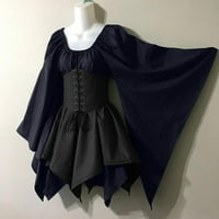 Clearians Jesen Dress Ženske modne kostime Gothic Retro dugih rukava kože dugih rukava s dugim rukavima