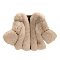 HOMCHY kaput Ženske jakne s dugim rukavima kratki gumb za šivanje -fur toplo casual kaputa
