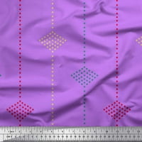 Soimoi Purple Japan Crepe Satin Tkanina Tkanina Jamdani Print Šivenje tkanine Wide