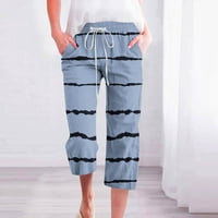 HESXUNO ženske hlače kaprij, ljetno čišćenje obrezane hlače nacrtavanje elastičnih struka Sportske casual