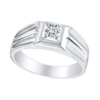 Bijeli prirodni dijamantski angažman vjenčani prsten za vjenčanje 14K čvrsta bijela zlatna prstena veličine-11,5