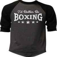 Muškarci bih radije bokseo bokserski ugljen Raglan bejzbol majica srednji crni ugljen